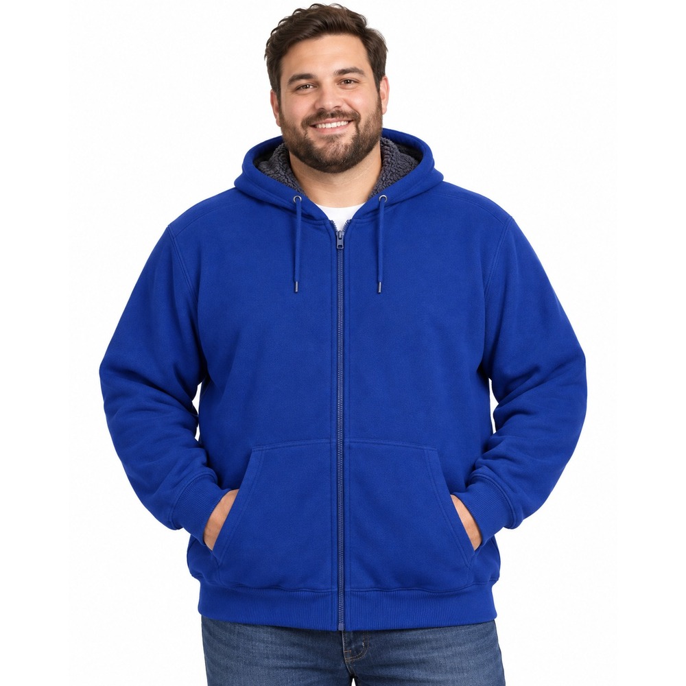 Mossimo Supply Co Mens XXL Royal Blue Sherpa Lined Full Zip Fleece Hoodie